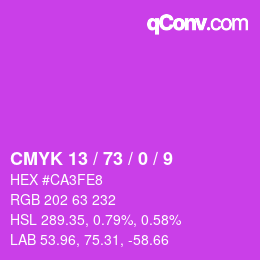 カラーコード: CMYK 13 / 73 / 0 / 9 | qconv.com