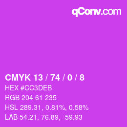 カラーコード: CMYK 13 / 74 / 0 / 8 | qconv.com