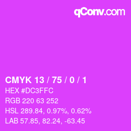 Color code: CMYK 13 / 75 / 0 / 1 | qconv.com