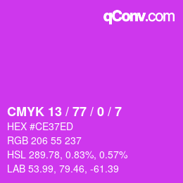 Color code: CMYK 13 / 77 / 0 / 7 | qconv.com