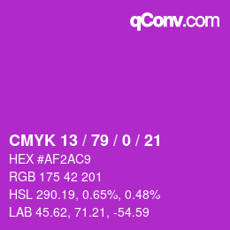 カラーコード: CMYK 13 / 79 / 0 / 21 | qconv.com