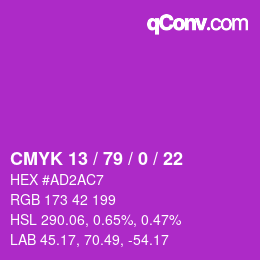 Color code: CMYK 13 / 79 / 0 / 22 | qconv.com