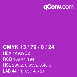 カラーコード: CMYK 13 / 79 / 0 / 24 | qconv.com