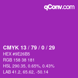 Color code: CMYK 13 / 79 / 0 / 29 | qconv.com