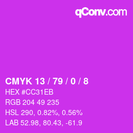 Color code: CMYK 13 / 79 / 0 / 8 | qconv.com