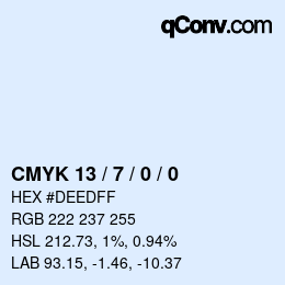 カラーコード: CMYK 13 / 7 / 0 / 0 | qconv.com