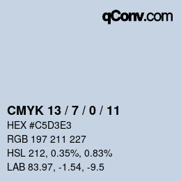 颜色代码: CMYK 13 / 7 / 0 / 11 | qconv.com