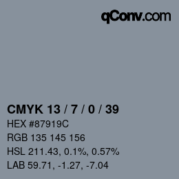 Color code: CMYK 13 / 7 / 0 / 39 | qconv.com