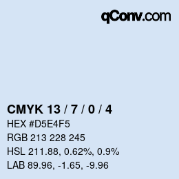 颜色代码: CMYK 13 / 7 / 0 / 4 | qconv.com