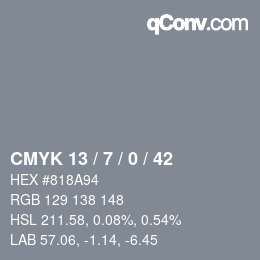 Color code: CMYK 13 / 7 / 0 / 42 | qconv.com