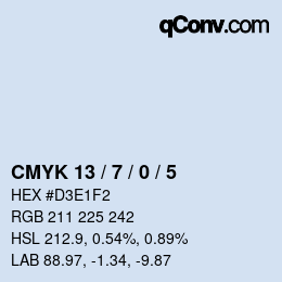 カラーコード: CMYK 13 / 7 / 0 / 5 | qconv.com