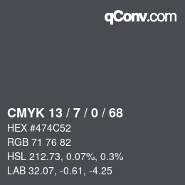 Color code: CMYK 13 / 7 / 0 / 68 | qconv.com