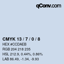 カラーコード: CMYK 13 / 7 / 0 / 8 | qconv.com