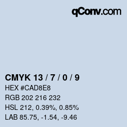 颜色代码: CMYK 13 / 7 / 0 / 9 | qconv.com