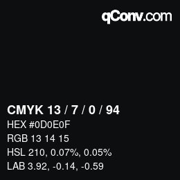 颜色代码: CMYK 13 / 7 / 0 / 94 | qconv.com