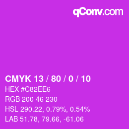 カラーコード: CMYK 13 / 80 / 0 / 10 | qconv.com