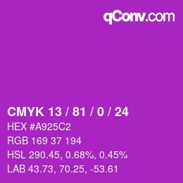 Color code: CMYK 13 / 81 / 0 / 24 | qconv.com