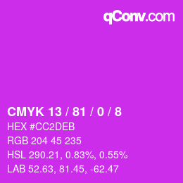 颜色代码: CMYK 13 / 81 / 0 / 8 | qconv.com