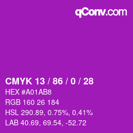 カラーコード: CMYK 13 / 86 / 0 / 28 | qconv.com