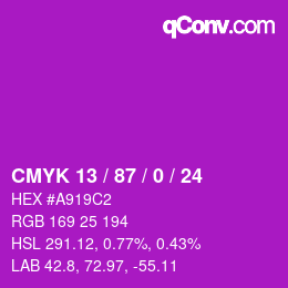 颜色代码: CMYK 13 / 87 / 0 / 24 | qconv.com