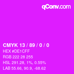 カラーコード: CMYK 13 / 89 / 0 / 0 | qconv.com