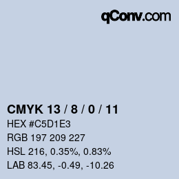 カラーコード: CMYK 13 / 8 / 0 / 11 | qconv.com