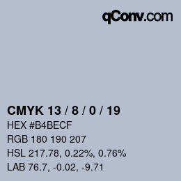 Farbcode: CMYK 13 / 8 / 0 / 19 | qconv.com