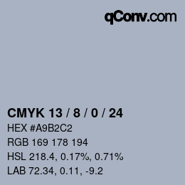 カラーコード: CMYK 13 / 8 / 0 / 24 | qconv.com