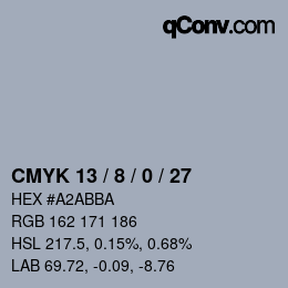 颜色代码: CMYK 13 / 8 / 0 / 27 | qconv.com