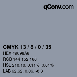 颜色代码: CMYK 13 / 8 / 0 / 35 | qconv.com