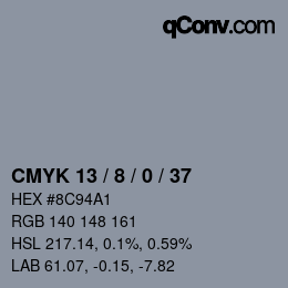 Farbcode: CMYK 13 / 8 / 0 / 37 | qconv.com