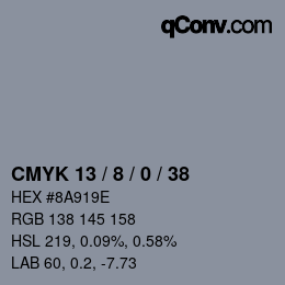 Código de color: CMYK 13 / 8 / 0 / 38 | qconv.com