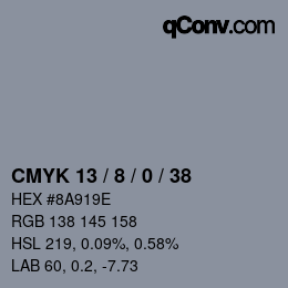 颜色代码: CMYK 13 / 8 / 0 / 38 | qconv.com