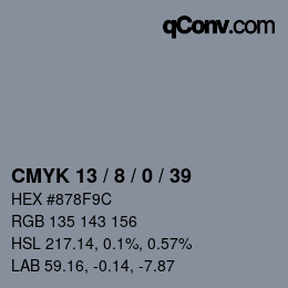 Color code: CMYK 13 / 8 / 0 / 39 | qconv.com