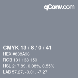 Color code: CMYK 13 / 8 / 0 / 41 | qconv.com