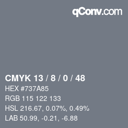 颜色代码: CMYK 13 / 8 / 0 / 48 | qconv.com