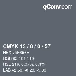 カラーコード: CMYK 13 / 8 / 0 / 57 | qconv.com