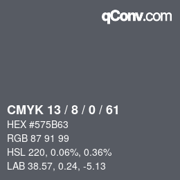 Color code: CMYK 13 / 8 / 0 / 61 | qconv.com