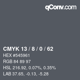 カラーコード: CMYK 13 / 8 / 0 / 62 | qconv.com