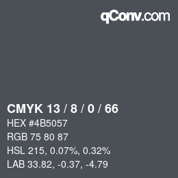 カラーコード: CMYK 13 / 8 / 0 / 66 | qconv.com