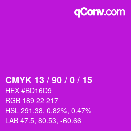 Color code: CMYK 13 / 90 / 0 / 15 | qconv.com