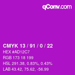 Color code: CMYK 13 / 91 / 0 / 22 | qconv.com