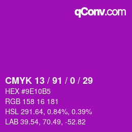 Color code: CMYK 13 / 91 / 0 / 29 | qconv.com