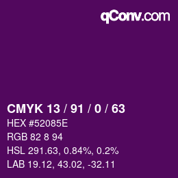 Farbcode: CMYK 13 / 91 / 0 / 63 | qconv.com