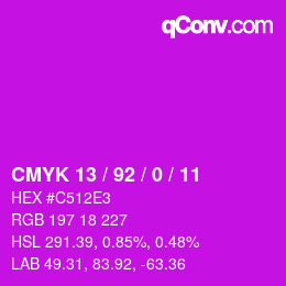 カラーコード: CMYK 13 / 92 / 0 / 11 | qconv.com