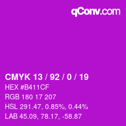 カラーコード: CMYK 13 / 92 / 0 / 19 | qconv.com