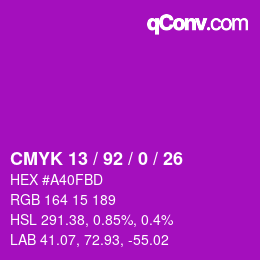 カラーコード: CMYK 13 / 92 / 0 / 26 | qconv.com