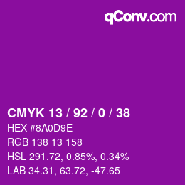 颜色代码: CMYK 13 / 92 / 0 / 38 | qconv.com