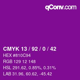 颜色代码: CMYK 13 / 92 / 0 / 42 | qconv.com