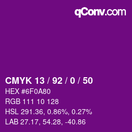 Color code: CMYK 13 / 92 / 0 / 50 | qconv.com